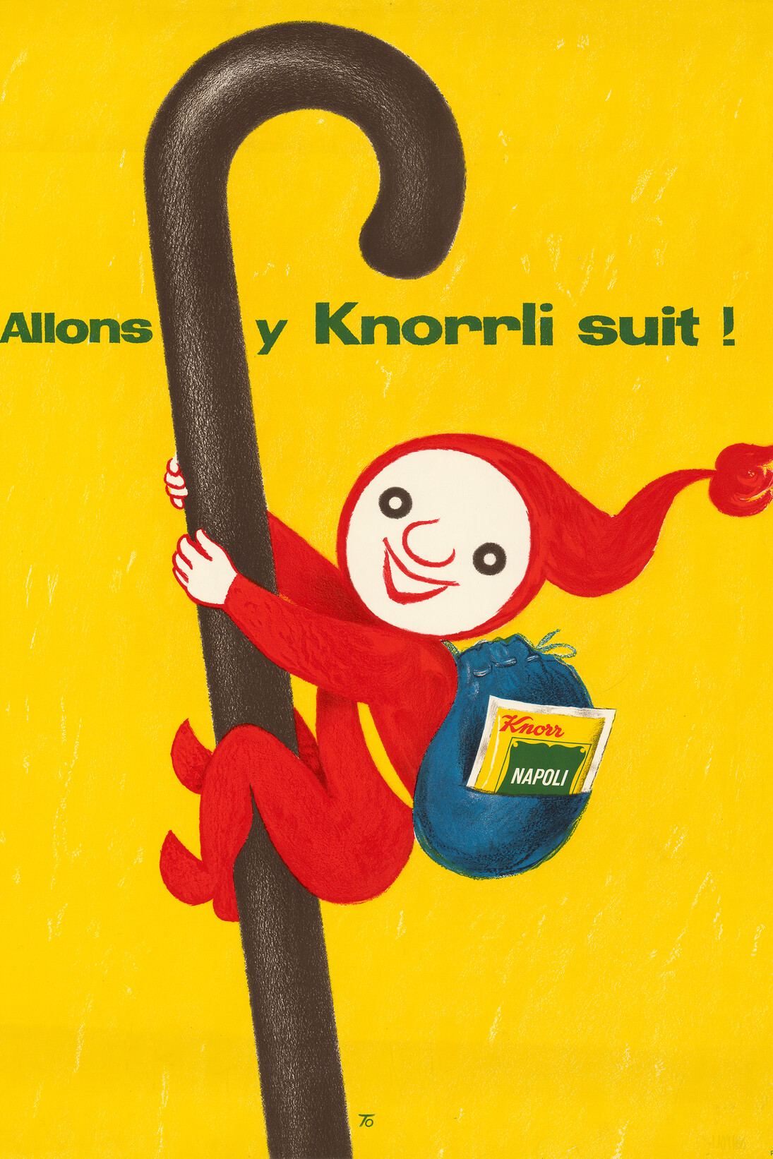 Manifesto «Knorr Napoli. Allons y Knorrli suit!» (1955). Autore: Hans Tomamichel. Committente: Società Anonima dei Prodotti Alimentari Knorr | Unilever Schweiz GmbH