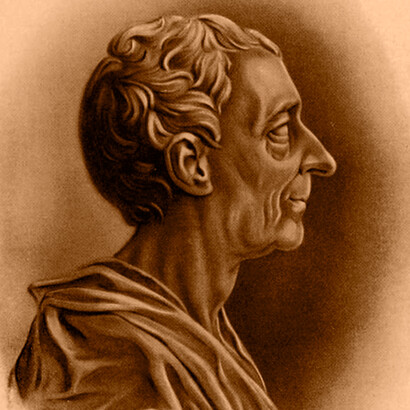 Ilustração de Montesquieu. A teoria precisão do mundo foi intensificada no século XIX com o positivismo