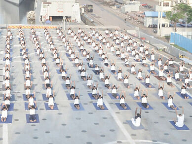 On June 21, 2016, the Indian Navy commemorated the International Day of Yoga