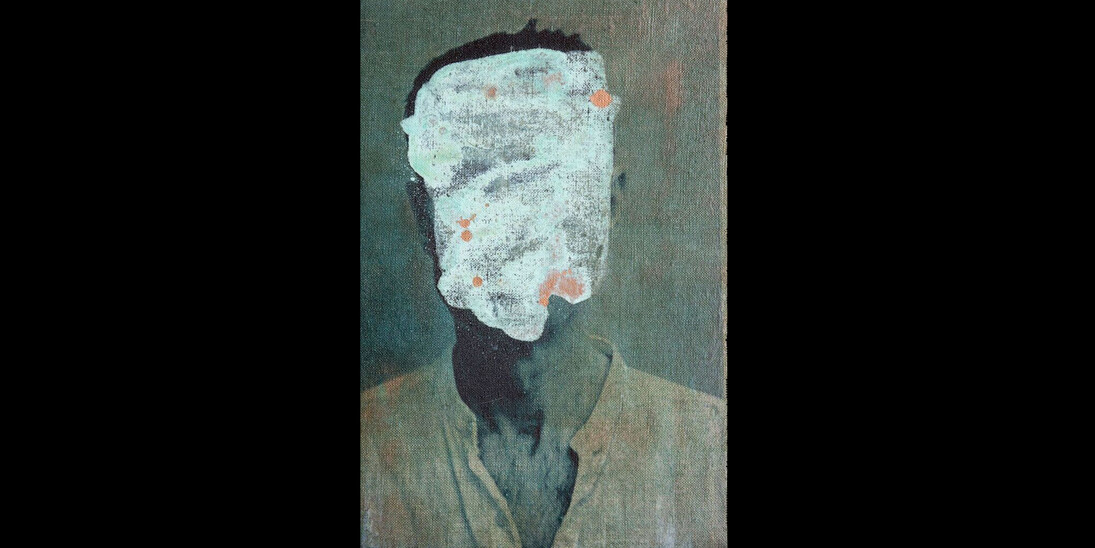 John Keane, Twelve Selves (Selve Thirty Six), Oil and Image Transfer on Linen, 2017, (c) John Keane, Courtesy of Flowers Gallery, London and New York
 