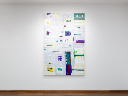 Willy Kautz, Contra-pintura gravitacional, vista de exhibición. Cortesía de Proyectos Monclova