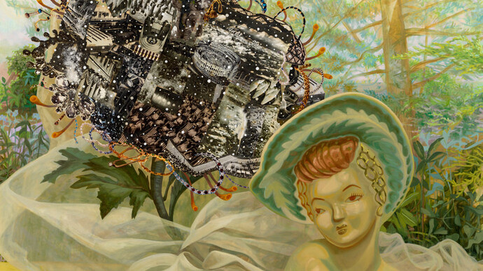 Mary Lou Zelazny, Old gold sits with baba (detail), 2025. Courtesy of Zolla Lieberman Gallery