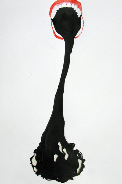 Karin Janssen,'Silent Screams in the Valley of Uncanniness #141', 27 x 35 cm, ink, paint, colour pencil on paper