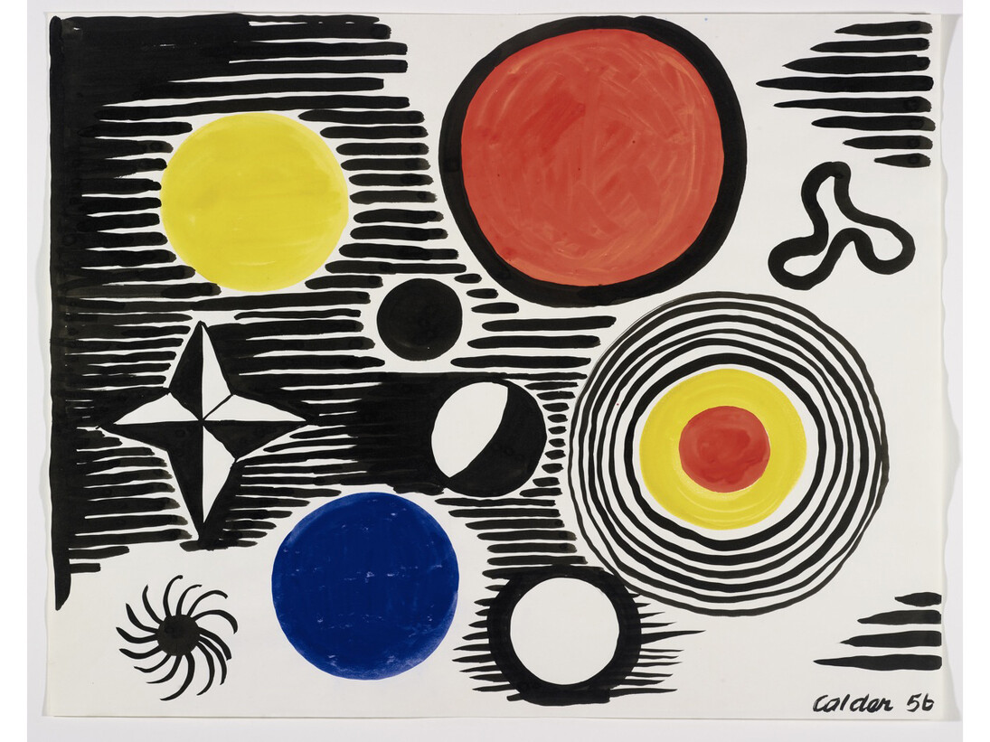 Alexander Calder, Elements in orbit, 1956, Gouache on paper