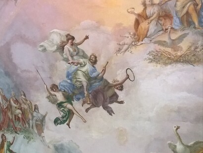 Affresco del Settecento in una delle sale del Real Sito di Carditello, Giove(?); San Tammaro, Caserta, Italia