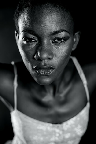 Woman looking into the camera