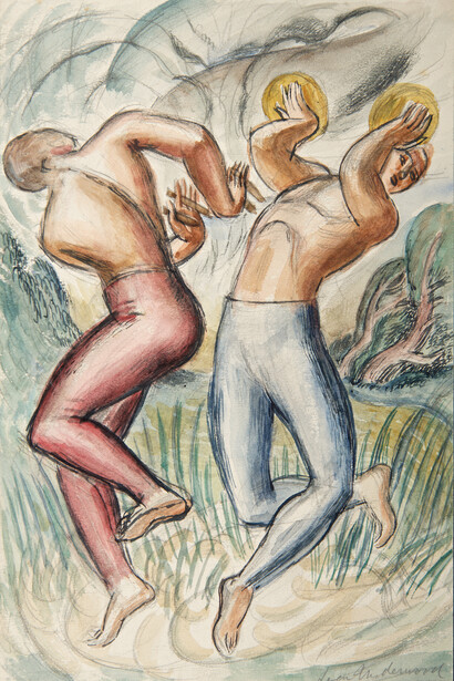 Leon Underwood, Two Musicians, c.1925, Watercolour and pencil on paper, Private Collection © The Estate of Leon Underwood