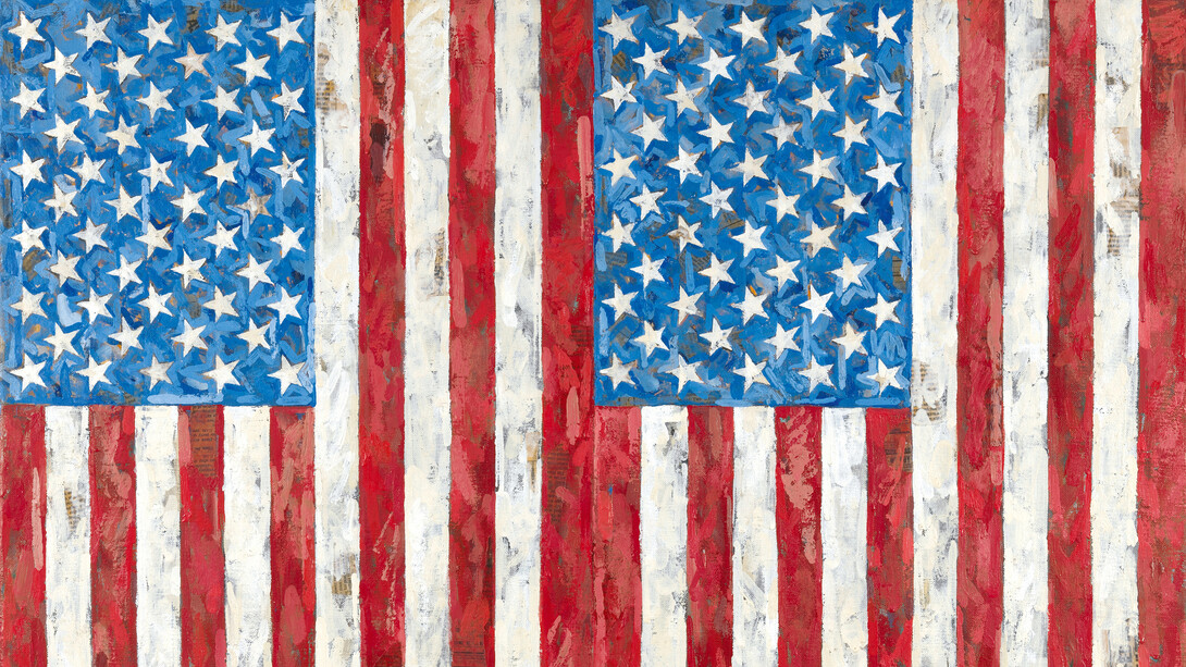 Jasper Johns, Flags (détail), 1987. Avec l'aimable autorisation du musée Guggenheim de Bilbao