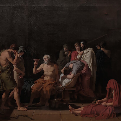 The death of Socrates by François Xavier Fabre, hangs in the Museum of Art and History in Geneva Switzerland