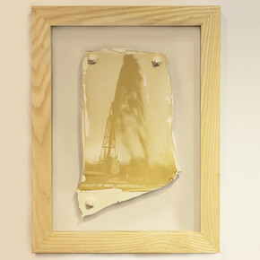 Keeley Oil Well, Robinson, Ill 1910, 2013. Illinois crude oil and varnish on industrial floor paint with cast paint nuts and bolts