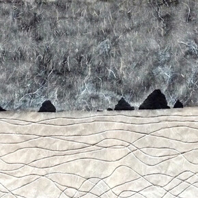 Manuel Valencia Alonso, Islado 15, 2014, Técnica mixta sobre papel de arroz de Xuan, hecho a mano, 70 x 140 cm. Courtesy of Galería Miguel Marcos