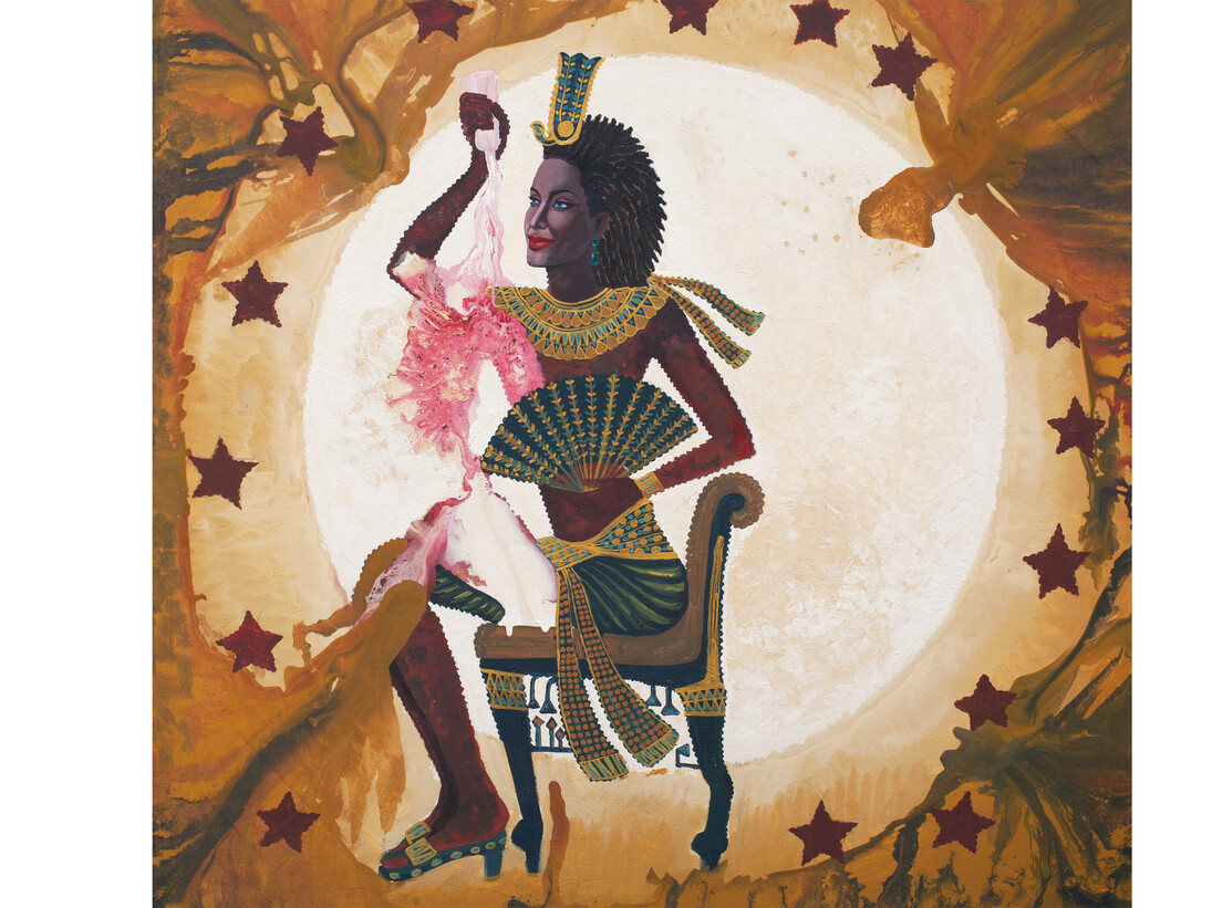Leang Seckon, Brown Stars Jolie, 2014, mixed media and collage on canvas, 150 x 150 cm (59 x 59 in)
