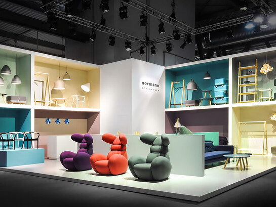 Normann Copenhagen design furniture displayed in an exhibition