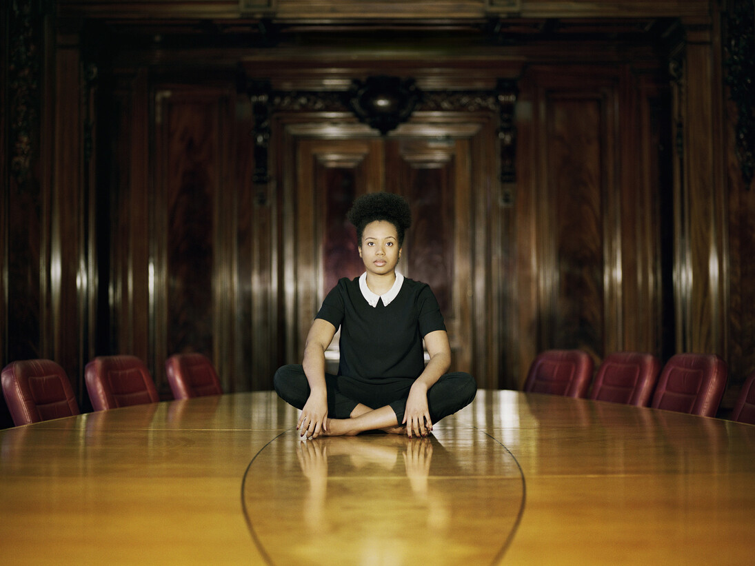Cherise Smith at the Royal Liver Building by artist Othello De'Souza-Hartley, Liverpool 2015 © B3 Media