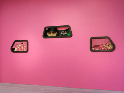 Amine Habki, I will sew up all the petals of your garden, exhibition view. Courtesy of Andréhn-Schiptjenko