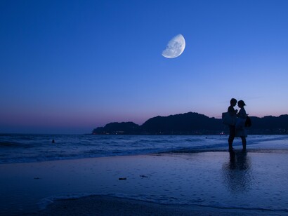 Moonlight on sandy beach