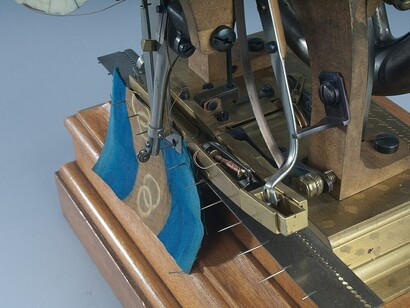 Elias Howe Jr.'s sewing machine patent model, submitted from Cambridge, Massachusetts, and approved under U.S. Patent No. 4,750 on September 10, 1846