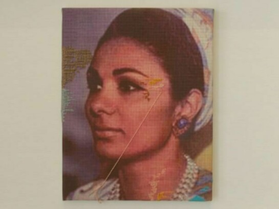 Farhad Ahrarnia -Farah Diba (2007), digital print on cotton+embroideries