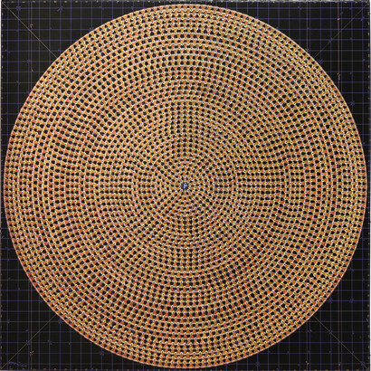 Gonkar Gyatso, 1,927 Prayers, 2015, mixed media collage on paper, 90 x 90 cm. Courtesy the artist and Galleria Mimmo Scognamiglio, Milan
