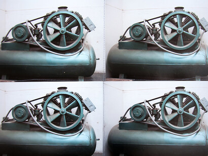 Machine, 2016, Archival pigment prints and thread, 15 1/4 x 21 1/2 inches. ©Jude Broughan/Courtesy of Benrubi Gallery, NYC
