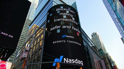 Times Square presenting cryptocurrency in all its glory. Times Square, New York, USA