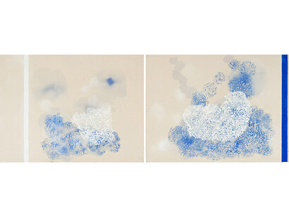 Denise Green, Anchor and Blue Subjectivity, 2014, acrylic and pencil on canvas, 36 x 48 inches each