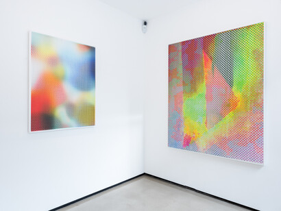 Christoffer Joergens, Vidid Abstraction With Triangle, Two Pigment Prints On Canvas Manually Cut And Woven Together(2016)