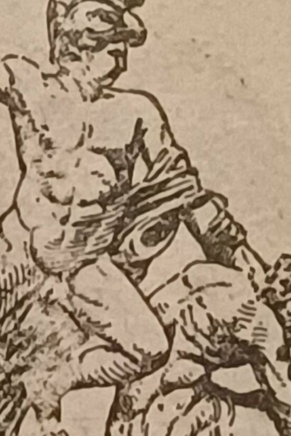 Ilustración en el diccionario enciclopédico Calleja Rodríguez-Navas para la entrada "Teseo", 1909