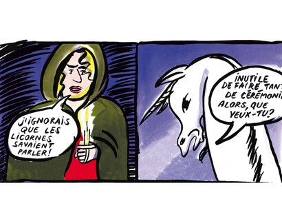 Auriane Hugues, De audace puella perversoque
unicorne © Futuropolis / musée de Cluny, 2015