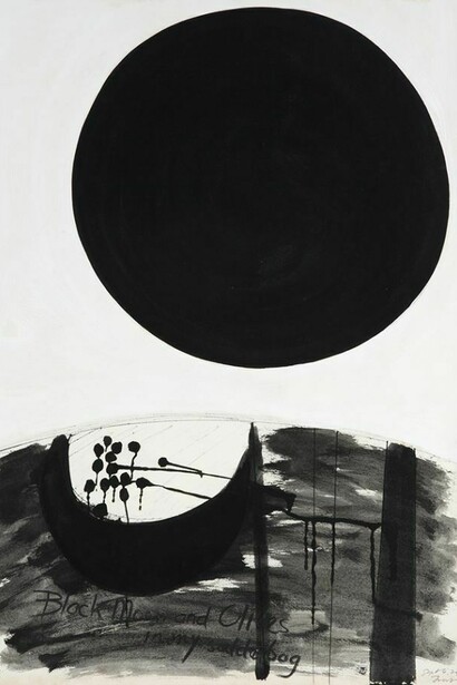 Terry Frost, Black Moon and Olives in my Saddle Bag, 1975, Acrylic and Gouache on Paper, 71 x 51 cm (28 x 20 inches)