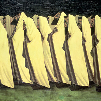 Jacob Kramer, Day of Atonement, 1919, Oil on canvas, 99 x 121.9 cm, Leeds Museums
and Galleries © The Estate of John David Roberts. By courtesy of the William Roberts Society