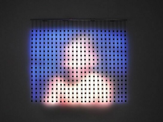 Jim Campbell, Home Movies: David, 2014, LEDs, metal, wire, custom electronics, 72 x 84 x 4 inches