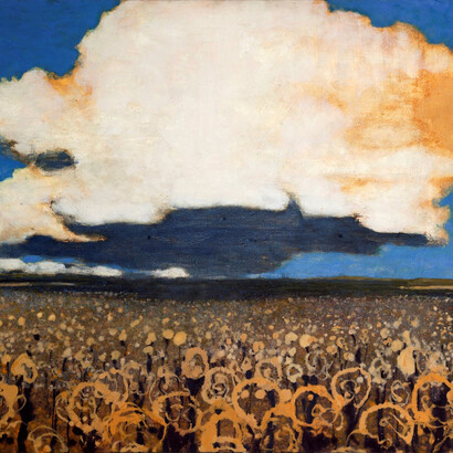 David Konigsberg, Field and Cumulus, 2014, oil on canvas, 44 x 46 inches
