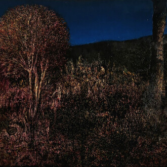 Gregory Gillespie, Landscape with dancing shiva, 1983-90. Courtesy of Forum Gallery