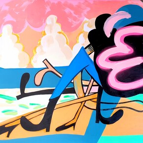 Wayward long sock NRG. 76cm x 57cm. Acrylic and ink on paper. By Jane Dinmore