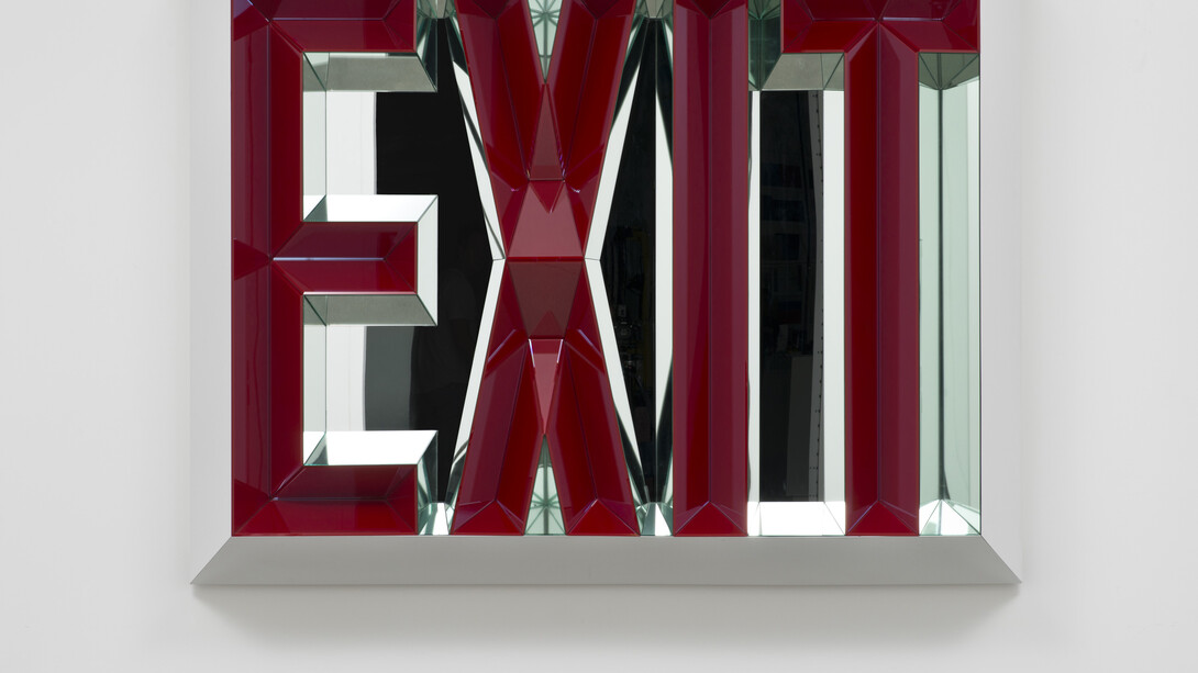 Doug Aitken, EXIT (large), 2014, Colored mirror, clear mirror, powder coated steel, 68 x 93 x 16 inches, (172.7 x 236.2 x 40.6 cm) © Doug Aitken. Courtesy Regen Projects, Los Angeles.