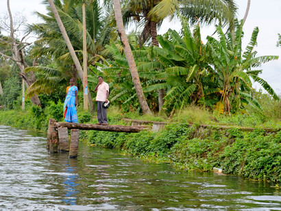 Passengers waiting for water taxi
