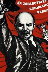 Lenin num cartaz de propaganda da Revolução Russa