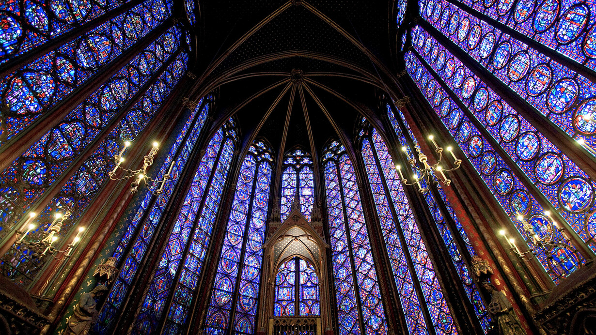 Vitrales en Sainte-Chapelle, París, Francia