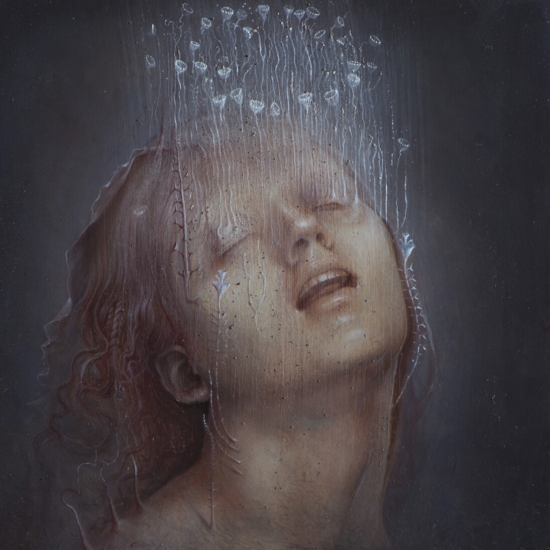 Agostino Arrivabene, Peana, 2014, olio, polvere di muffe, su legno 25,5 x 25,5