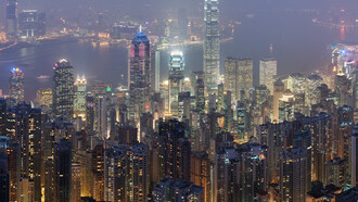 Panoramic view of Hong Kong by night