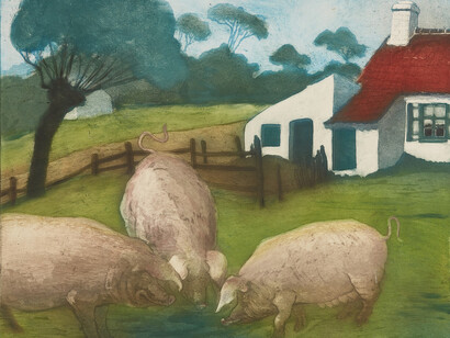 E.S. Kruglikova, Pigs in Belgium, 1909. Courtesy of Tretyakov Gallery 