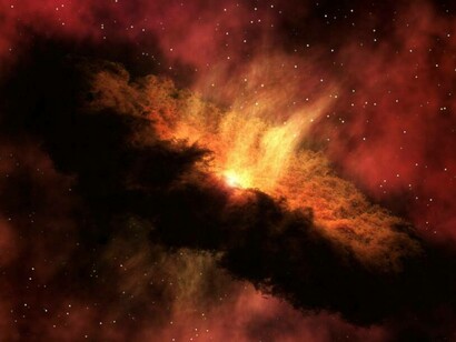 Illustrazione della galassia rossa e arancione