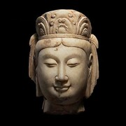 China, Head of a Bodhisattva, Eastern Wei Period / Northern Qi Period, 535-577 CE, Marble, Height: 13 1/4 inches, Cat#8