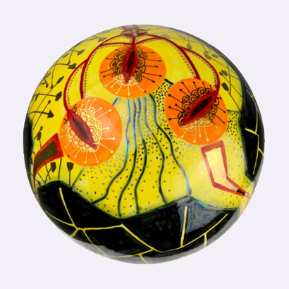 Nicolás Leiva,
Constellation 3,
2017-2021,
Signed on the underside,
Glazed Ceramic,
9 inches in diameter,
22.9 centimeters in diameter. Courtesy of the artist and Ruiz-Healy Art