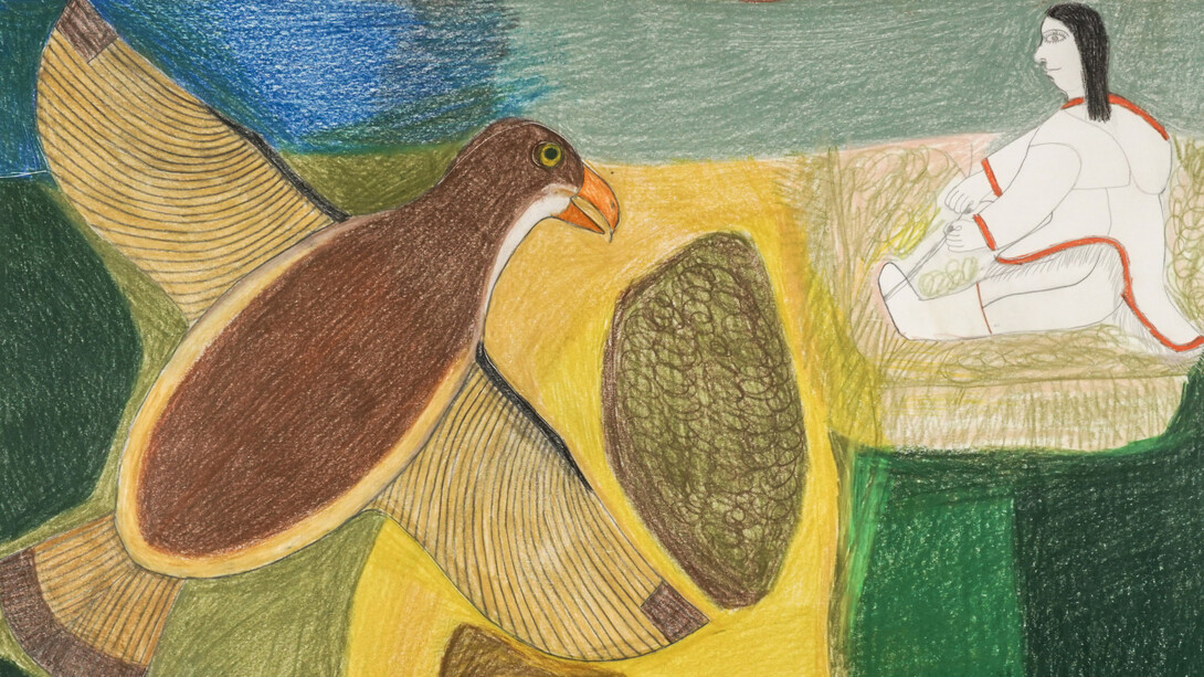 Janet Kigusiuq, Composition (woman and bird) (detail). Courtesy of Feheley Fine Arts