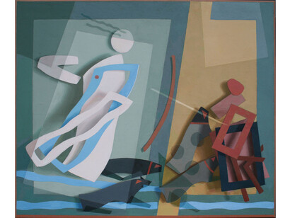 Benedict Rubbra, The death of Actaeon, after Titian, oil on canvas, 102 x 123 cm, 2014