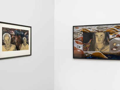 Vasundhara Tewari Broota, Woman song | Looking back, exhibition view. Courtesy of Vadehra Art Gallery