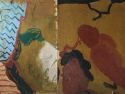 Rose Wylie, Bird and worm (Suez war), 1990 - 2014, Oil on canvas, 183 x 289 cm