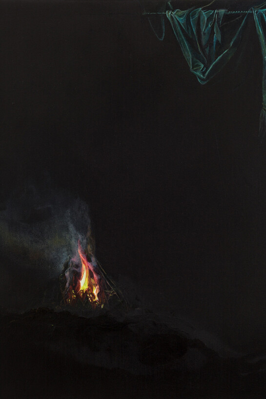 Emma Bennett, Set Apart, 2015, oil on oak, 25 x 20 cm